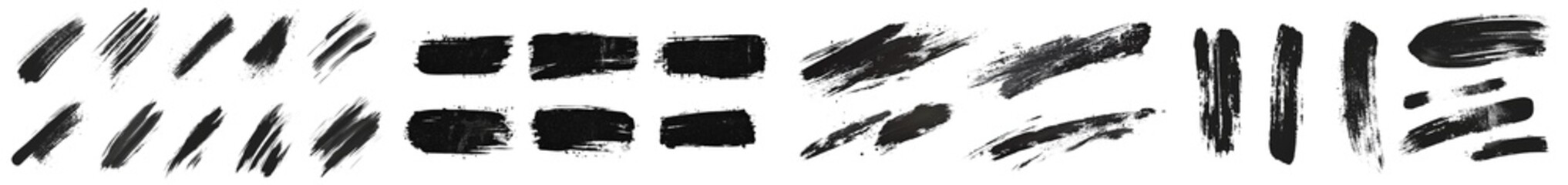 Poster - Painting brush templates, brush strokes set. Grunge design elements