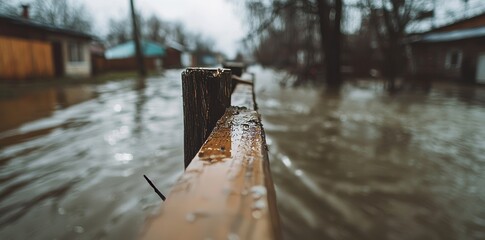 logs and debris strewn throughout the flooded rural area, showing the devastating consequences of na