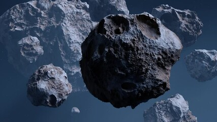 Wall Mural - asteroids in space, 3d animate