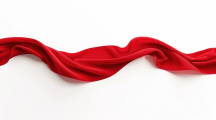 Wall Mural - Red Fabric Flowing on White Background