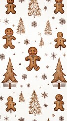 Sticker - Christmas gingerbread man pattern drawing cookie anthropomorphic.