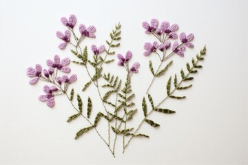 Canvas Print - Flower embroidery purple plant.