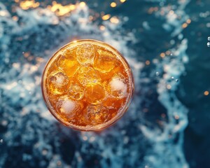 Escape to Luxury A Bright Iced Cocktail on a Yacht Sailing Through Turquoise Waters, Summer Drink Perfection