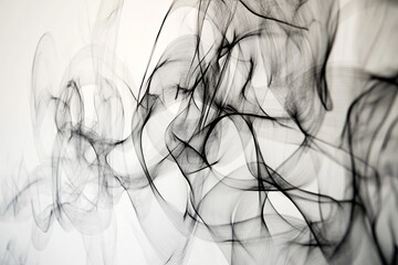 Poster - Delicate black lines swirl gracefully against a white background in an abstract artistic composition. Generative AI