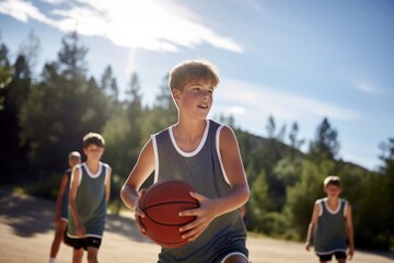 Canvas Print - School basketball sports child.