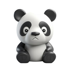 PNG panda character 3d icon, cartoon style minimal on transparent, isolate on white background