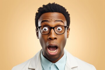 Poster - Afican scientist surprised face portrait photography adult.