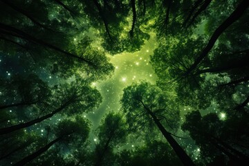 Canvas Print - Green tree outdoors woodland.