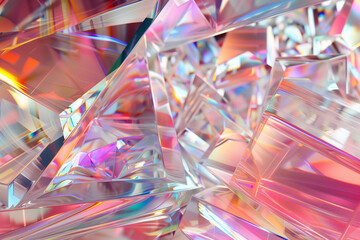 Poster - abstract background 3d wallpaper, Glassy 3D waves flowing in an iridescent gradient.