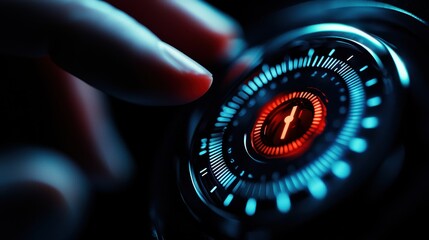 Aufkleber - Futuristic control panel with glowing elements.