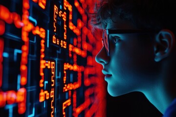 Leinwandbilder - Young person immersed in digital experience
