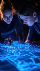 Poster - Two women analyzing data on digital display