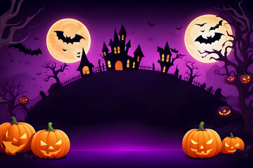 Wall Mural - happy halloween banner party invitation or sale with copy space background banner poster design