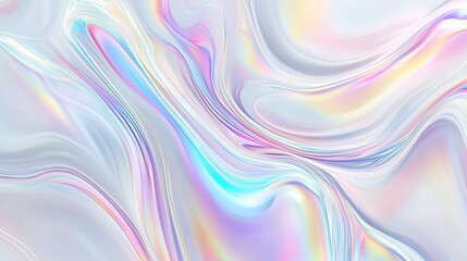 Poster - A stunning abstract holographic background with flowing liquid marble patterns and soft pastel color waves. This fluid design creates a modern and elegant visual aesthetic, perfect for use in posters,