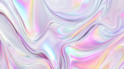 Poster - A stunning abstract holographic background with flowing liquid marble patterns and soft pastel color waves. This fluid design creates a modern and elegant visual aesthetic, perfect for use in posters,