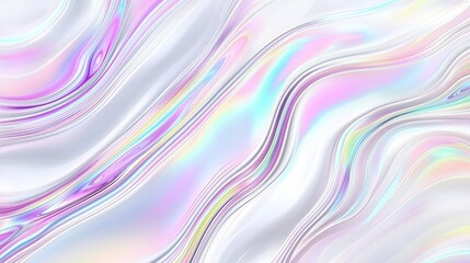 Poster - A stunning abstract holographic background with flowing liquid marble patterns and soft pastel color waves. This fluid design creates a modern and elegant visual aesthetic, perfect for use in posters,