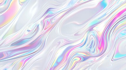 Poster - A stunning abstract holographic background with flowing liquid marble patterns and soft pastel color waves. This fluid design creates a modern and elegant visual aesthetic, perfect for use in posters,