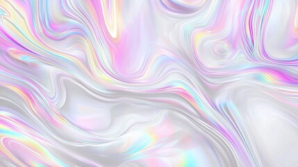 Poster - A stunning abstract holographic background with flowing liquid marble patterns and soft pastel color waves. This fluid design creates a modern and elegant visual aesthetic, perfect for use in posters,
