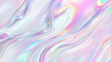 Fototapete - A stunning abstract holographic background with flowing liquid marble patterns and soft pastel color waves. This fluid design creates a modern and elegant visual aesthetic, perfect for use in posters,