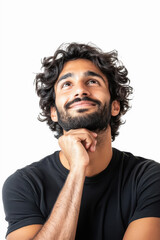 Poster - young indian man thinking on white background