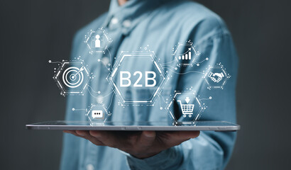 B2B Marketing Concept, Business to Business, e-commerce, institutional sales, Business Company Commerce Technology digital Marketing, supply chain, business action plan Strategy, Sales optimization..