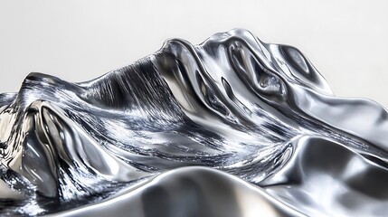 Abstract Metallic Surface with Smooth, Wavy, Reflective Textures