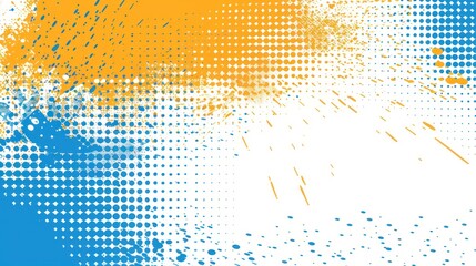 Abstract Artistic Background with Blue and Orange Dots and Lines