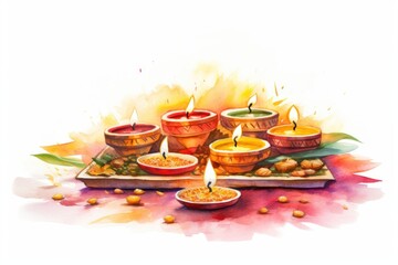 Canvas Print - Candle diwali food celebration.