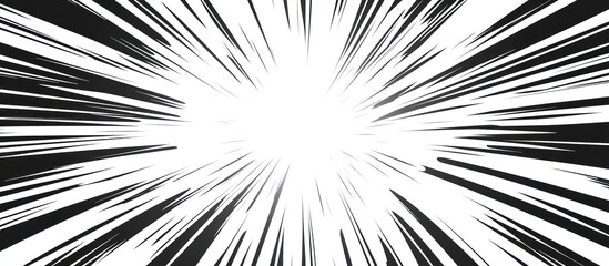 Poster - Black and white radial lines radiating from a bright white center, creating a starburst effect.