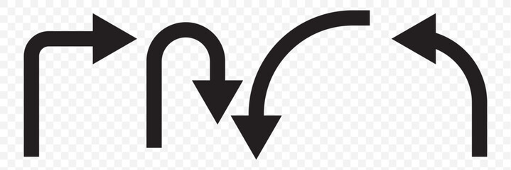 Poster - arrows showing road traffic. prohibitory road signs. vector icons. no u-turn, no left and right turn
