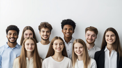 World Youth Skills Day. A group of young professionals working together in an office, set against a white background