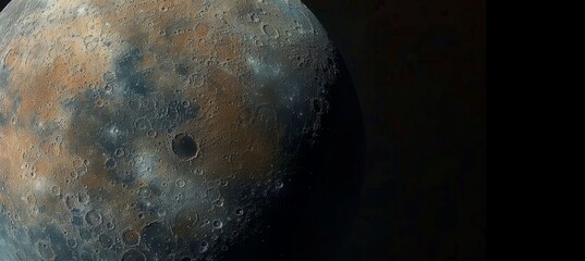 Wall Mural - lunar landscape, a play of light and shadow on a celestial body with depth and texture