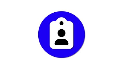 Poster - Contact icon, cv blue icon flat design animation. Profile or identity icon.
