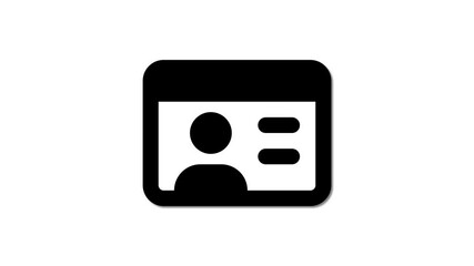Poster - Identity card icon on white background. ID card flat design animation.