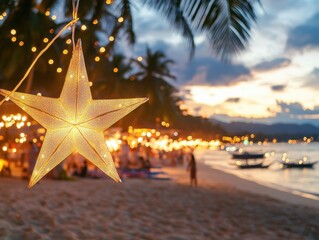 Festive Beach Scene in the Philippines During December