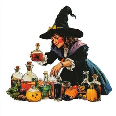 Wall Mural - Halloween witch potion halloween vintage potions.