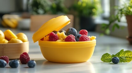 Sticker - Colorful Fresh Fruit in Yellow Container