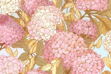 Poster - Pink hydrangea art pattern flower. .