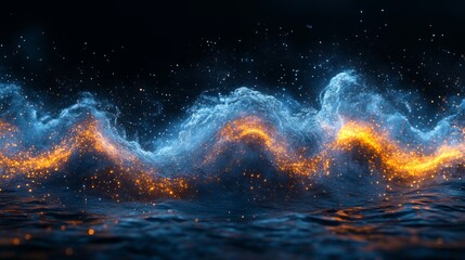 Sticker - Abstract Fiery Waves and Particles