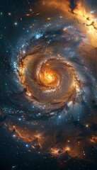Wall Mural - spiral galaxy with swirling arms, cosmic dust, and bright stars. deep space exploration concept.
