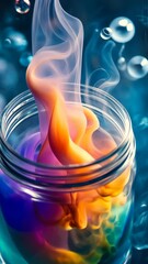 Poster - Colorful smoke swirling in a glass jar