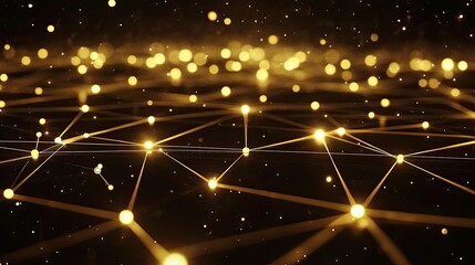 Poster - Abstract digital network grid with pulsating lights symbolizing connectivity in modern technological processes