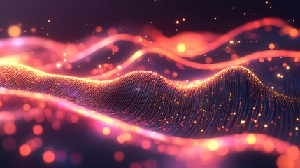 Poster - Abstract digital waves and glowing data points representing the speed and evolution of modern technology processes