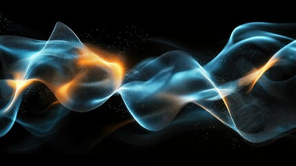 Poster - Abstract glowing lines and digital waveforms representing the flow of data in advanced technological systems