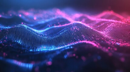 Poster - Abstract glowing lines and digital waveforms representing the flow of data in advanced technological systems