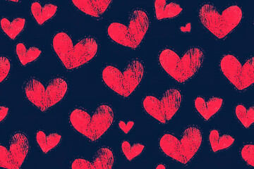 Poster - Red Navy Heart shaped Valentine’s Day seamless pattern background for fashion textiles.