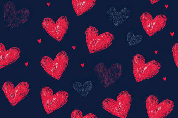 Poster - Red Navy Heart shaped Valentine’s Day seamless pattern background for fashion textiles.