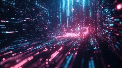 Leinwandbilder - Glowing digital network with abstract data pathways symbolizing tech processes and digital transformation
