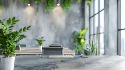 Poster - Modern Office with Green Plants and Natural Light
