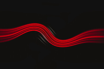 Poster - Red abstract transparent gradient on a black background, waves design